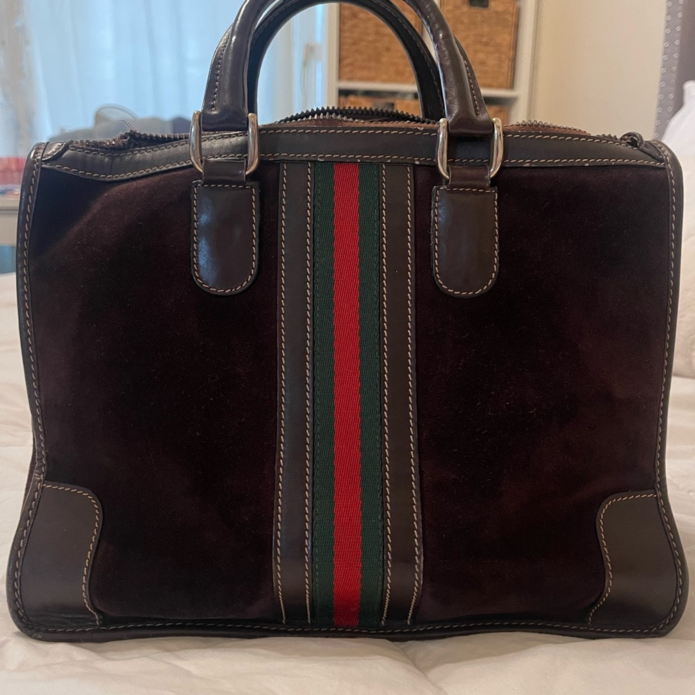 Authentic Gucci CLASSIC ophidia suede and leather bag